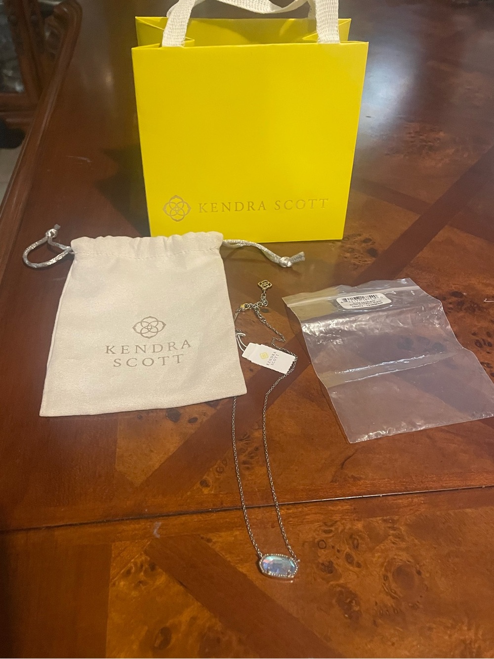 NWT- Kendra Scott “Elisa Silver Necklace with Iridescent Opal Pendant”